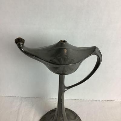 532 Antique Kayserzinn Pewter Oil Lamp Cigar Lighter Hugo Laven 1905