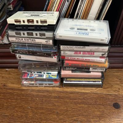 Vinyl record collection, media lot lps cds dvds cassette tapes, all from this estate, unsorted, sold, as it is as found