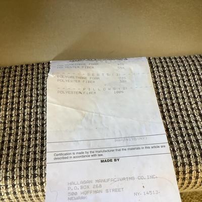 H535 Hallagan Manufacturing Co. Oatmeal Tweed Sofa