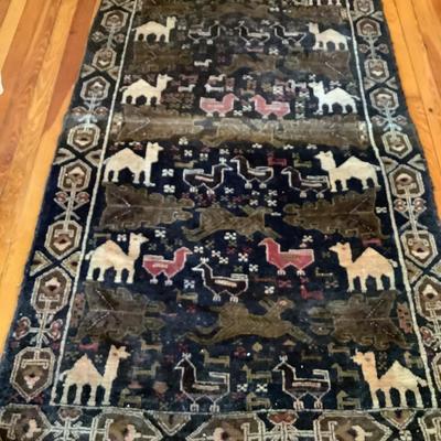 H539 Vintage Hand Knotted Wool Tribal Rug