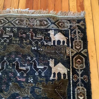 H539 Vintage Hand Knotted Wool Tribal Rug