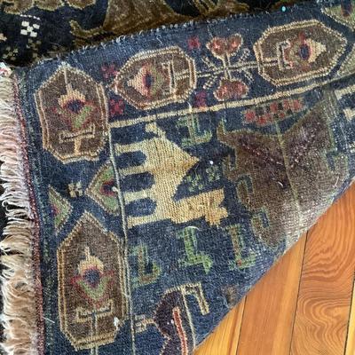 H539 Vintage Hand Knotted Wool Tribal Rug