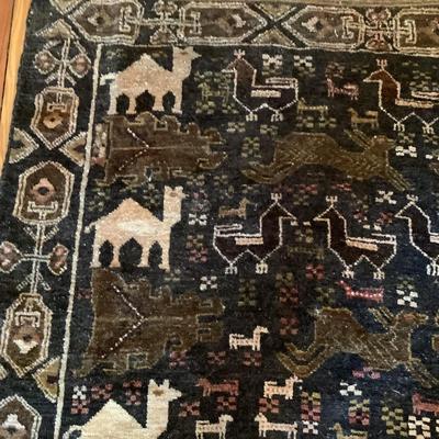 H539 Vintage Hand Knotted Wool Tribal Rug