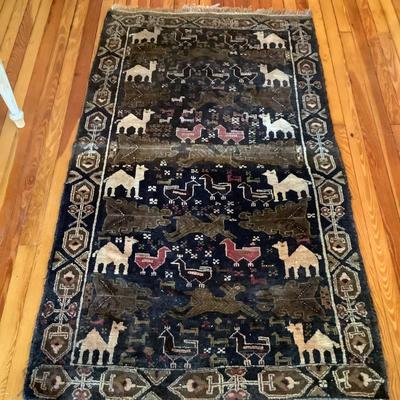 H539 Vintage Hand Knotted Wool Tribal Rug