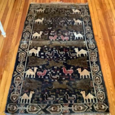 H539 Vintage Hand Knotted Wool Tribal Rug