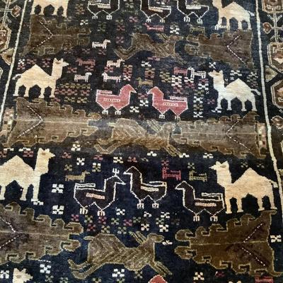 H539 Vintage Hand Knotted Wool Tribal Rug