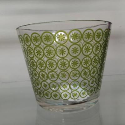 Vintage mid century modern spring green starburst design glass ice bucket