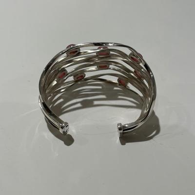 Silver and pink tourmaline bracelet