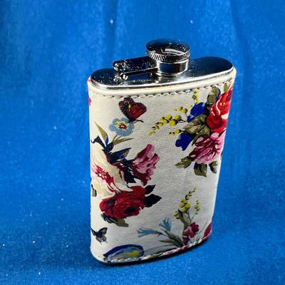 FLORAL LEATHER? COVERED STAINLESS STEEL 5 OZ. FLASK