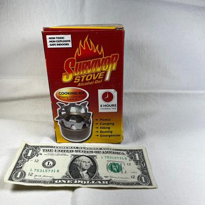 MINI ALCOHOL GEL CAMP STOVE, NEW IN BOX, WITH 2 GEL CANS- GREAT FOR CAMPING, PICNICS, ETC.