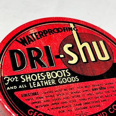 VINTAGE "DRI-SHU" SHOE WATERPROOFING POLISH TIN