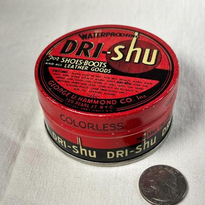 VINTAGE "DRI-SHU" SHOE WATERPROOFING POLISH TIN