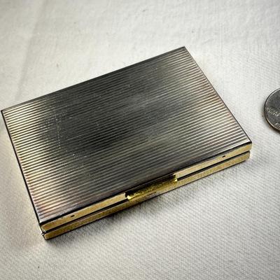 FANCY VINTAGE COMPACT WITH MIRROR MARKED USS, ETCHED FLOWERS ON CASE