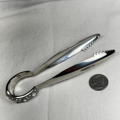 FANCY JEWELED SERVING TONGS WITH CLEAR RHINESTONES