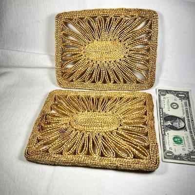 PAIR OF MATCHING NATURAL WOVEN TRIVETS