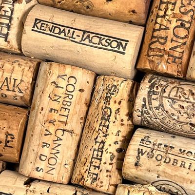WOOD FRAMED WINE BOTTLE CORKS TRIVET