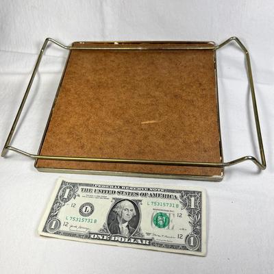 RETRO MOSAIC TILE TRIVET WITH BRASS STAND AND HANDLES