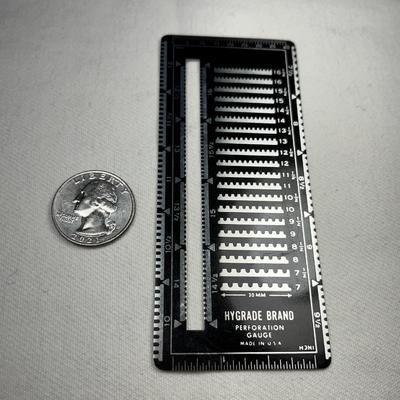 METAL PERFORATION GAUGE FOR STAMP COLLECTING