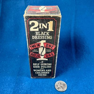VINTAGE "2 IN 1" BLACK SHOE POLISH IN ORIGINAL BOX