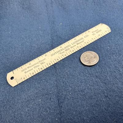 VINTAGE SUTHERLAND LUMBER CO. METAL 6 INCH RULER