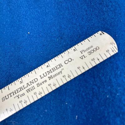 VINTAGE SUTHERLAND LUMBER CO. METAL 6 INCH RULER