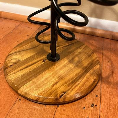 CORKSCREW BRONZE AND WOOD WINE RACK