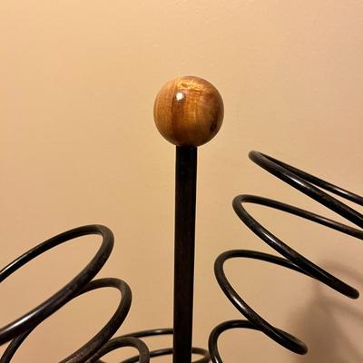 CORKSCREW BRONZE AND WOOD WINE RACK