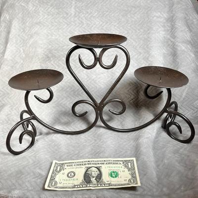 IRON 3-LIGHT SCROLLED CANDELABRA