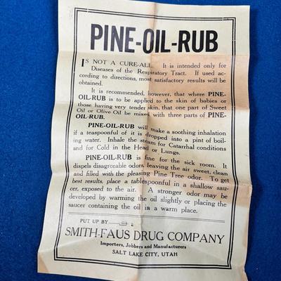 ANTIQUE DRUG STORE MEDICINAL PINE-OIL-RUB BOTTLE IN BOX 
