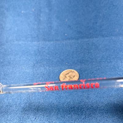 GLASS SWIZEL STICK FROM ST. FRANCIS HOTEL IN SAN FRANCISCO