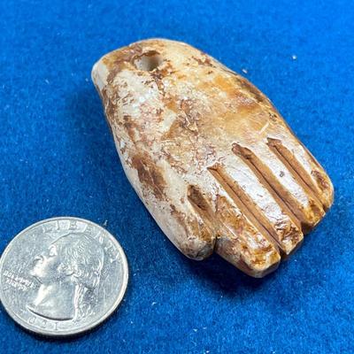 CARVED STONE HAND PENDANT