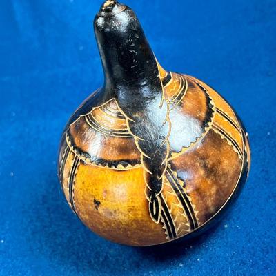 ELABORATE INCISED GOURD FIGURE, NICE DETAIL 