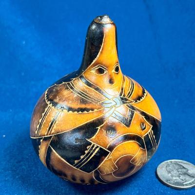 ELABORATE INCISED GOURD FIGURE, NICE DETAIL 