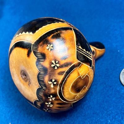 ELABORATE INCISED GOURD FIGURE, NICE DETAIL 