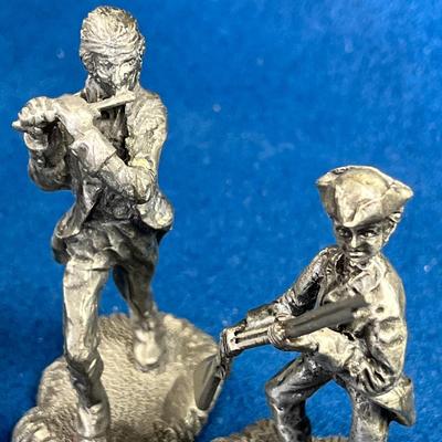 SET OF 3 PEWTER CONTINENTAL SOLDIER FIGURINES "1776"- DRUMMER, PIPER, RIFLEMAN