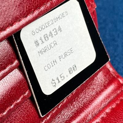 HANDSOME RED LEATHER VINTAGE COIN PURSE/WALLET, WITH ORIGINAL TAG