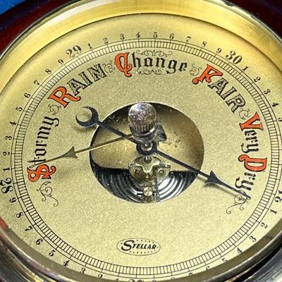 HANDSOME BRASS, WOOD HANGING BAROMETER, GERMANY