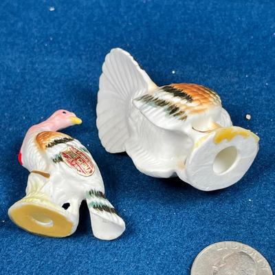 BONE CHINA JAPAN TOM AND HEN TURKEY FIGURINES PAIR