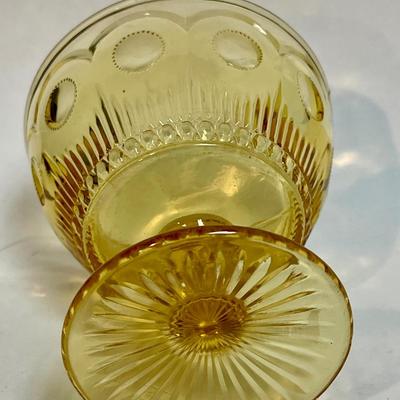 Vintage Amber Glass Pedestal Candy Dish