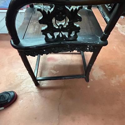 Antique Chinese Hand Carved wooden Chair - Ornate Carving