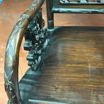 Antique Chinese Hand Carved wooden Chair - Ornate Carving