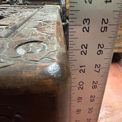 Vintage Asian Hand Carved Wooden Storage Chest