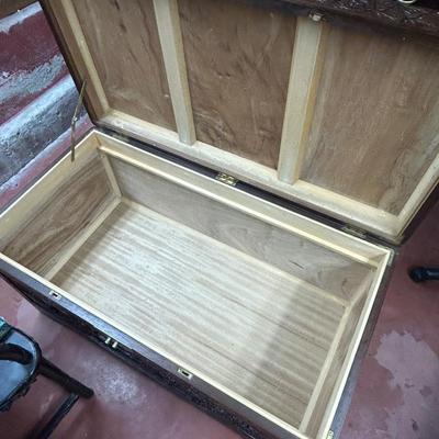 Vintage Asian Hand Carved Wooden Storage Chest