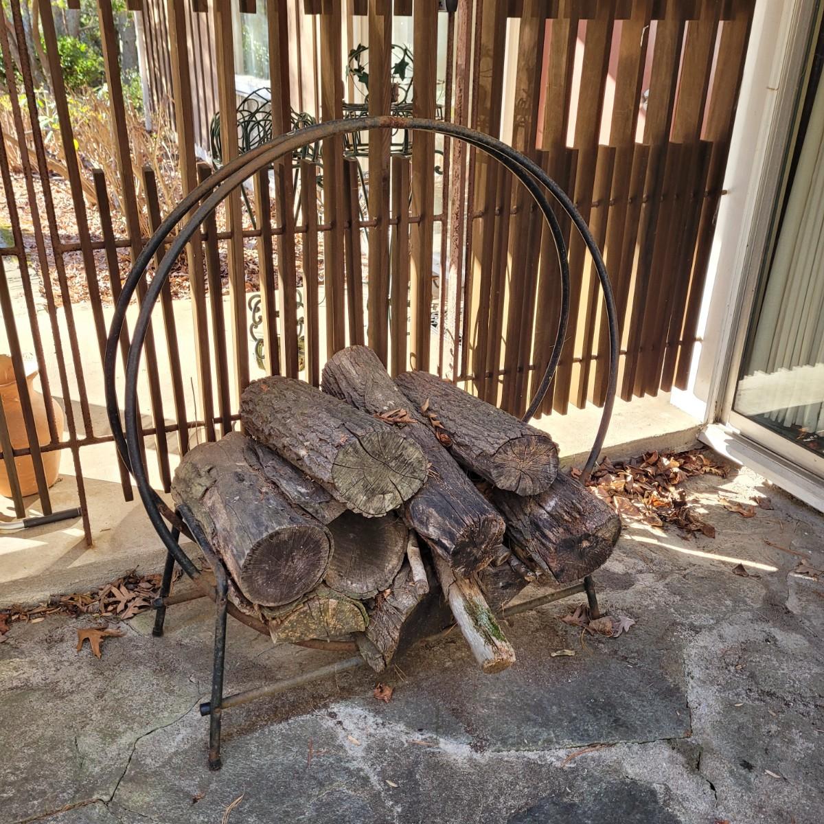 Wrought iron firewood hoop new arrivals
