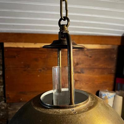 N412 Antique D.H.R. Holland Clipper Ship Hanging Brass Oil Lamp