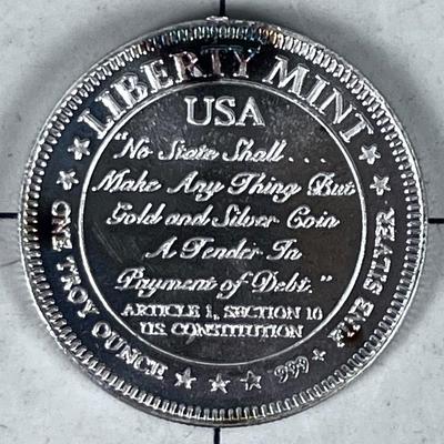 1 Troy Once Liberty Mint .999 Silver Bullion 