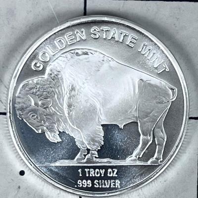 Golden State Mint 1 Troy Once .999 Silver Bullion UNC