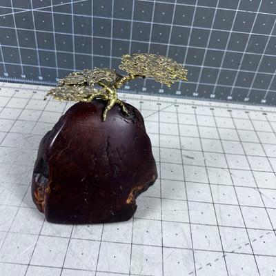 Bonzi Sculpture, Brass and Walnut Burl 