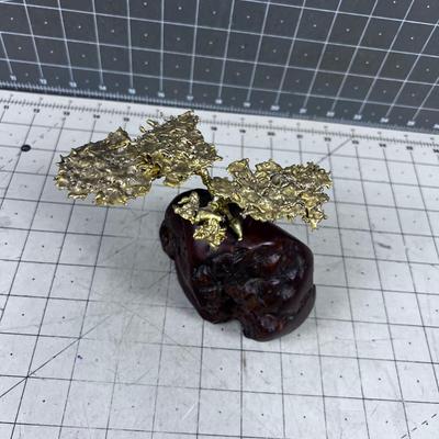 Bonzi Sculpture, Brass and Walnut Burl 