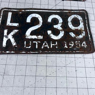 1954 UTAH License Plate Matched set